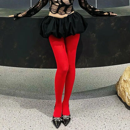 Tights Women Leggings Bodycon Sexy Red See Through Lingerie Femme Pantyhose Summer New Slim Lace Stockings Woman Lingerie