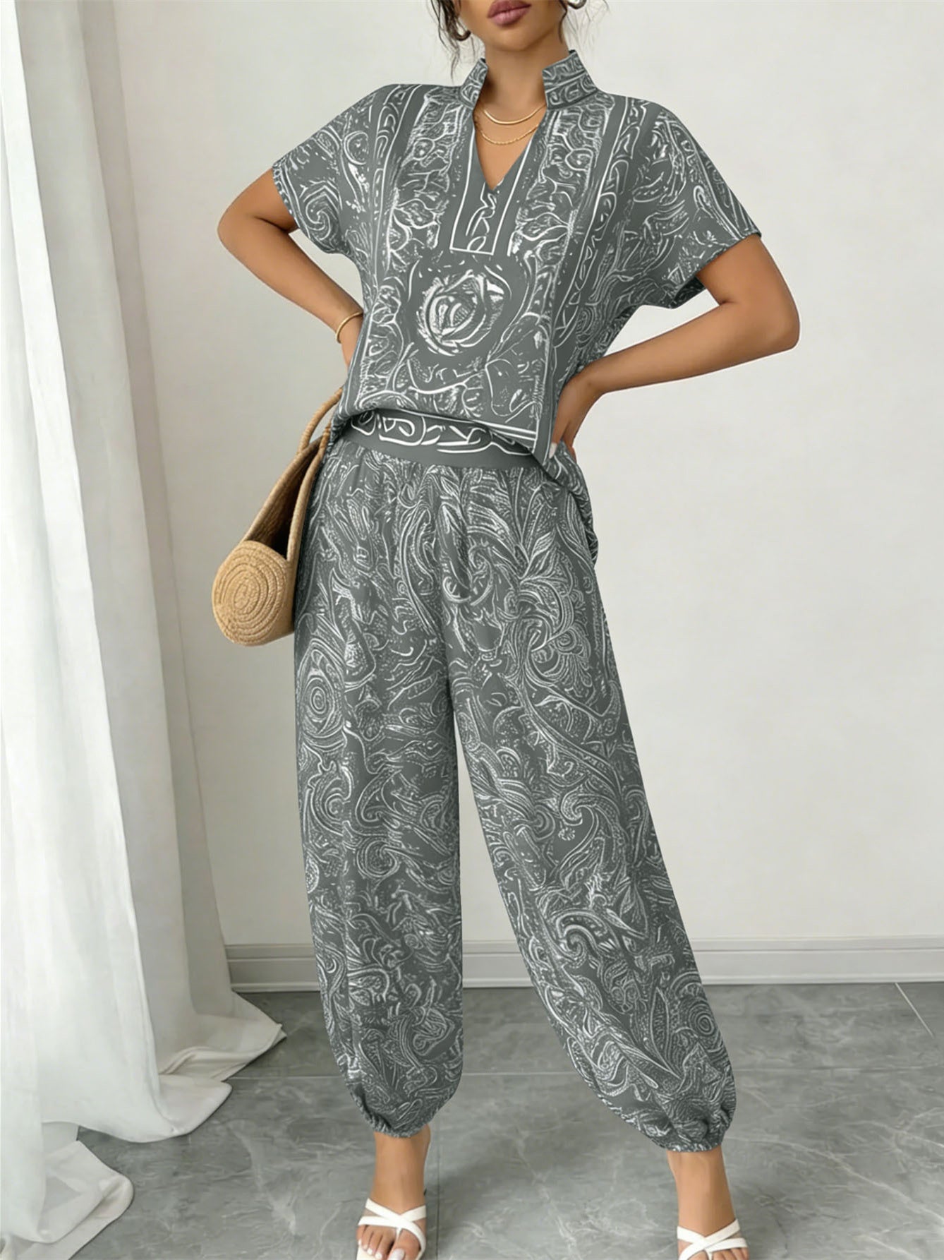 Niche Abstract Print Women's Two-Piece Set