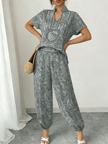 Niche Abstract Print Women's Two-Piece Set