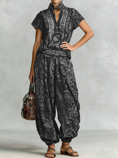 Niche Abstract Print Women's Two-Piece Set