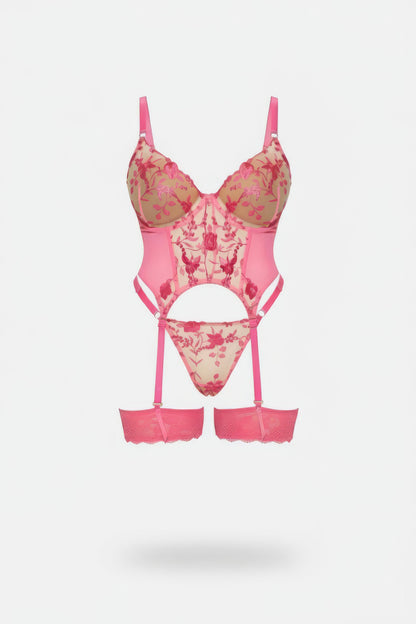 Mesh Bustier and G String Set