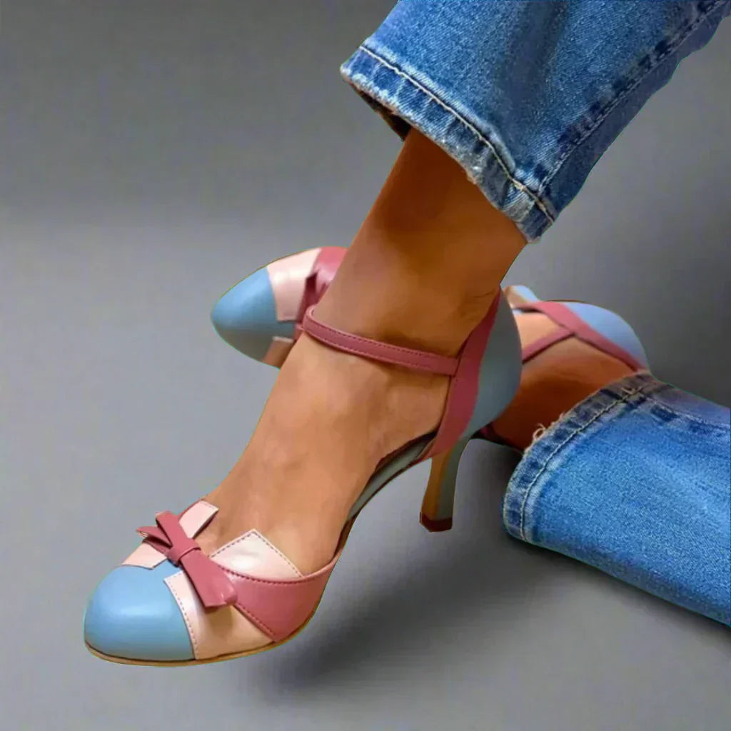 Penelope | Women Classic Bow Strap Mid Heel Pumps