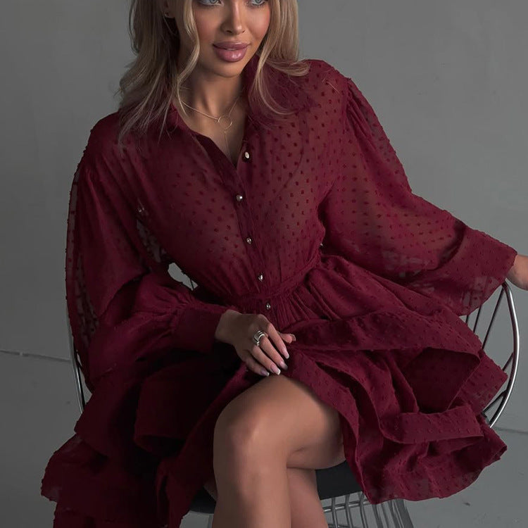 French chiffon tie waist mini dress