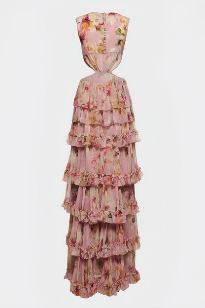 Liora High Waisted Printed Maxi Dress