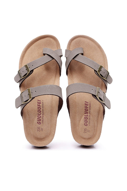 Toe Ring Criss Cross Buckles Thong Sandals