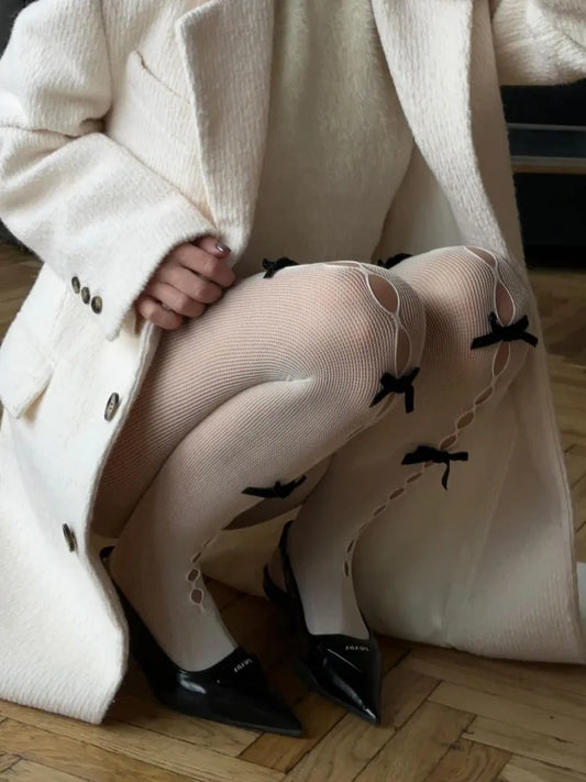 Hollow Out Bow Pantyhose Tights – Cute Sexy Skinny Stockings for Women