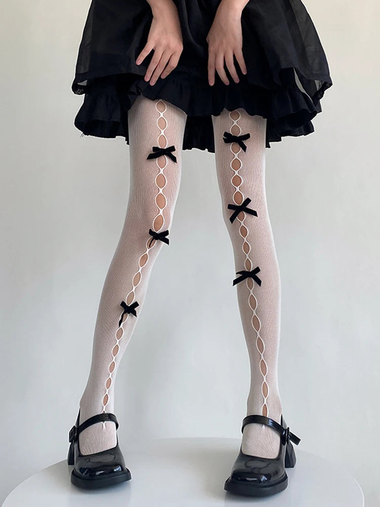 Hollow Out Bow Pantyhose Tights – Cute Sexy Skinny Stockings for Women