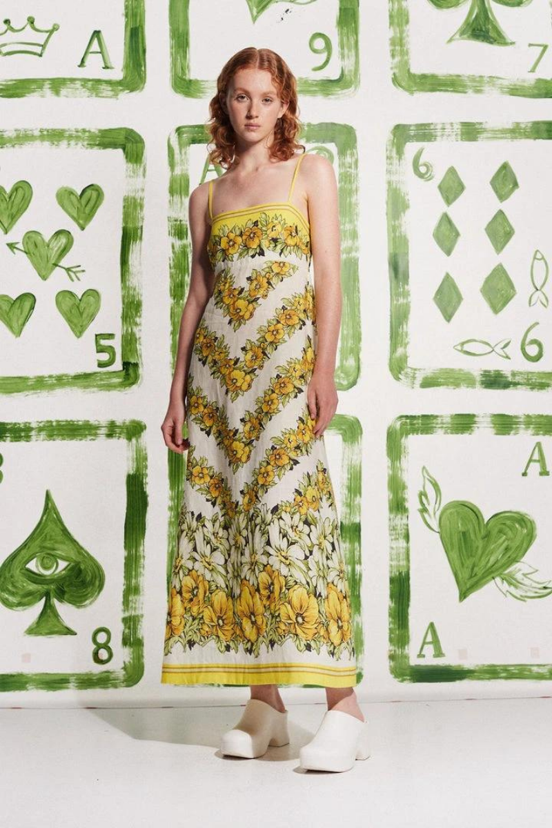 Large Floral Print Spaghetti Strap Pocket Maxi Dress