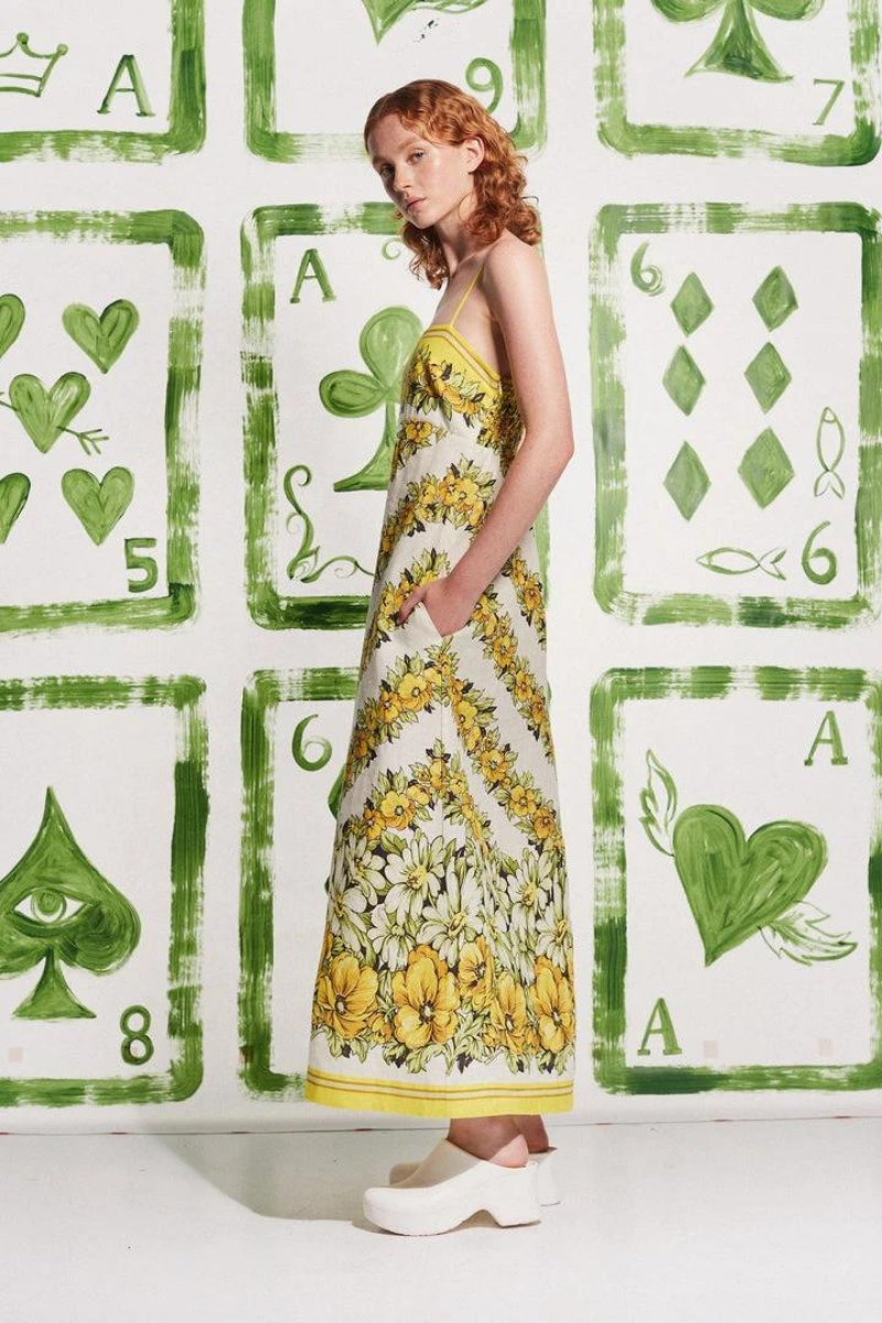 Large Floral Print Spaghetti Strap Pocket Maxi Dress