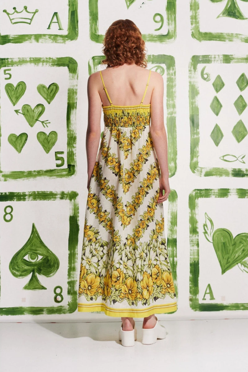 Large Floral Print Spaghetti Strap Pocket Maxi Dress