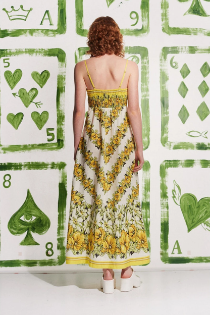 Large Floral Print Spaghetti Strap Pocket Maxi Dress