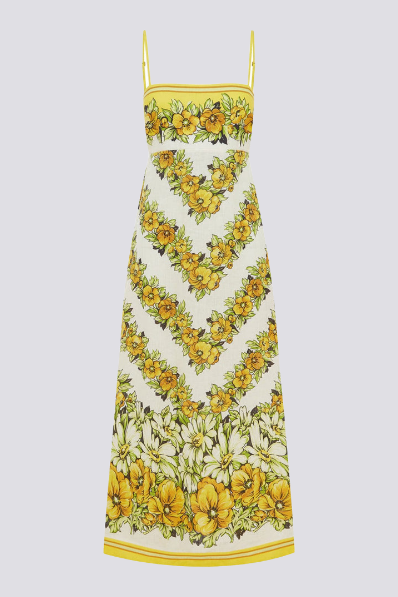 Large Floral Print Spaghetti Strap Pocket Maxi Dress