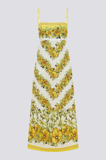 Large Floral Print Spaghetti Strap Pocket Maxi Dress