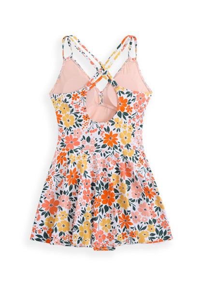 Twist Front Crossover Skirted One-Piece Swimsuit