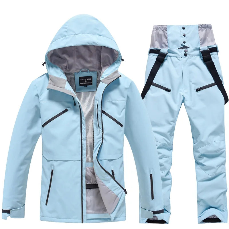 Unisex Ski Suit Set Weatherproof Fabric Sporty Design