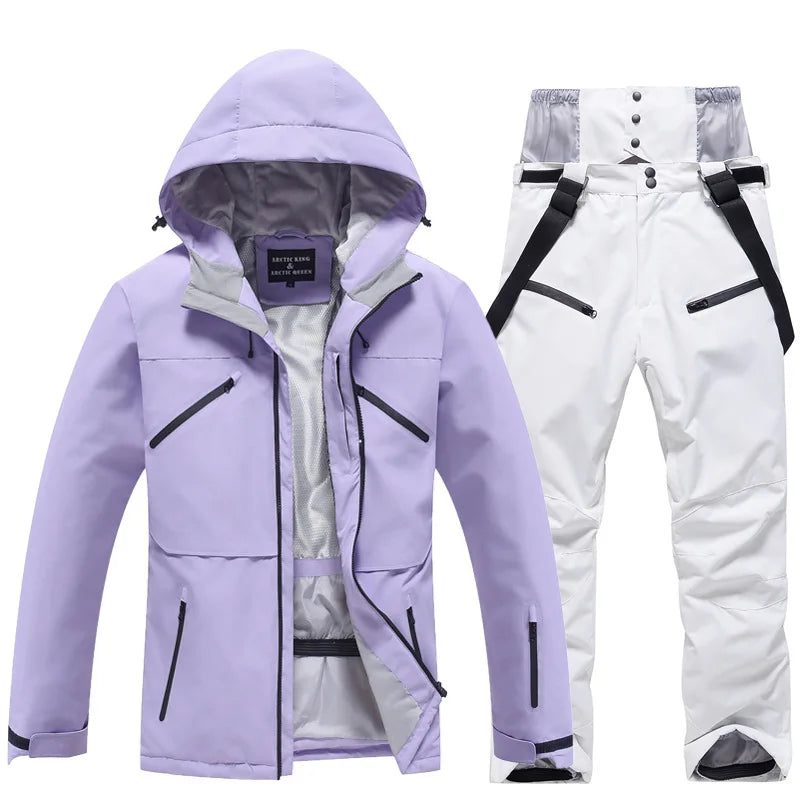 Unisex Ski Suit Set Weatherproof Fabric Sporty Design