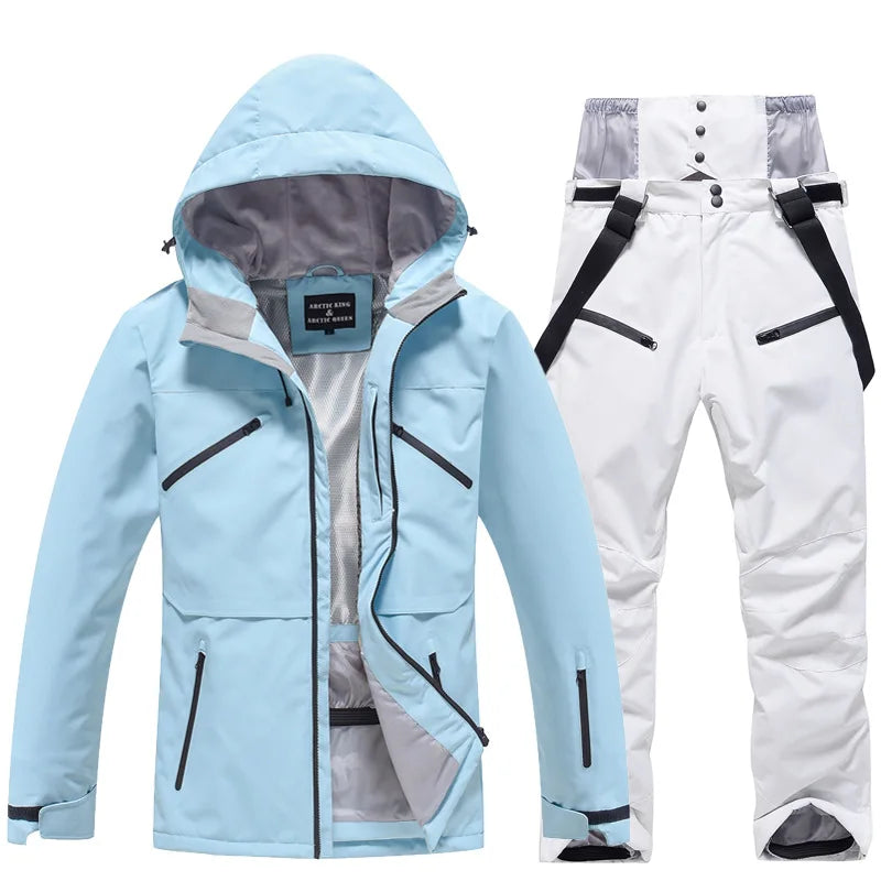 Unisex Ski Suit Set Weatherproof Fabric Sporty Design