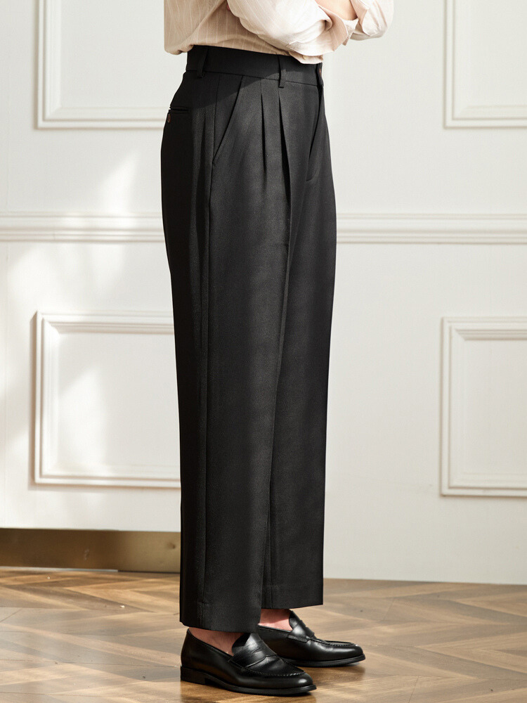 High Waist Pleated Trousers | 100% Linen | Straight Fit
