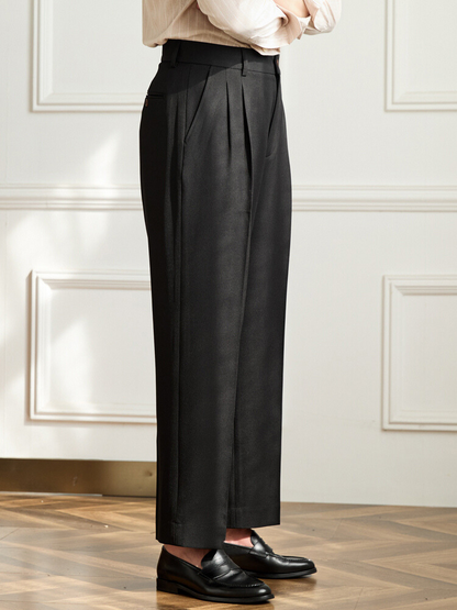 High Waist Pleated Trousers | 100% Linen | Straight Fit