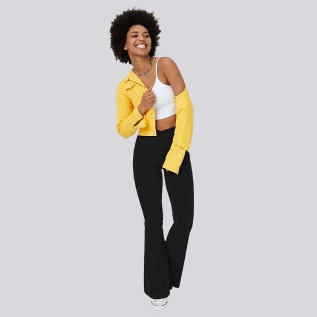 Women's High-Waist Flared Leggings Pants – Stretch Wide-Leg Yoga Trousers