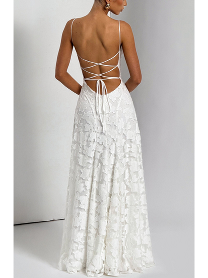 Jacquard Lace Sling Dress