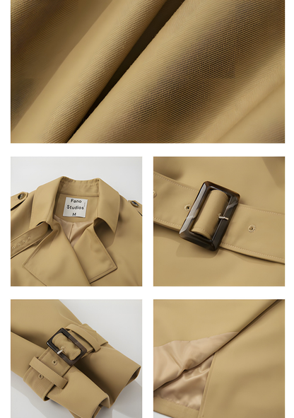 Khaki Double-Breasted Trench Coat
