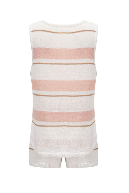 V Neck Knit Tank Top Shorts Suits