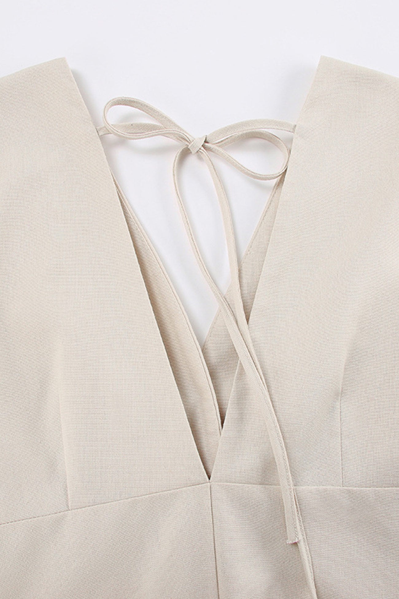 Deep V-Neck Puff Sleeve Button Front Linen A-Line Midi Dress