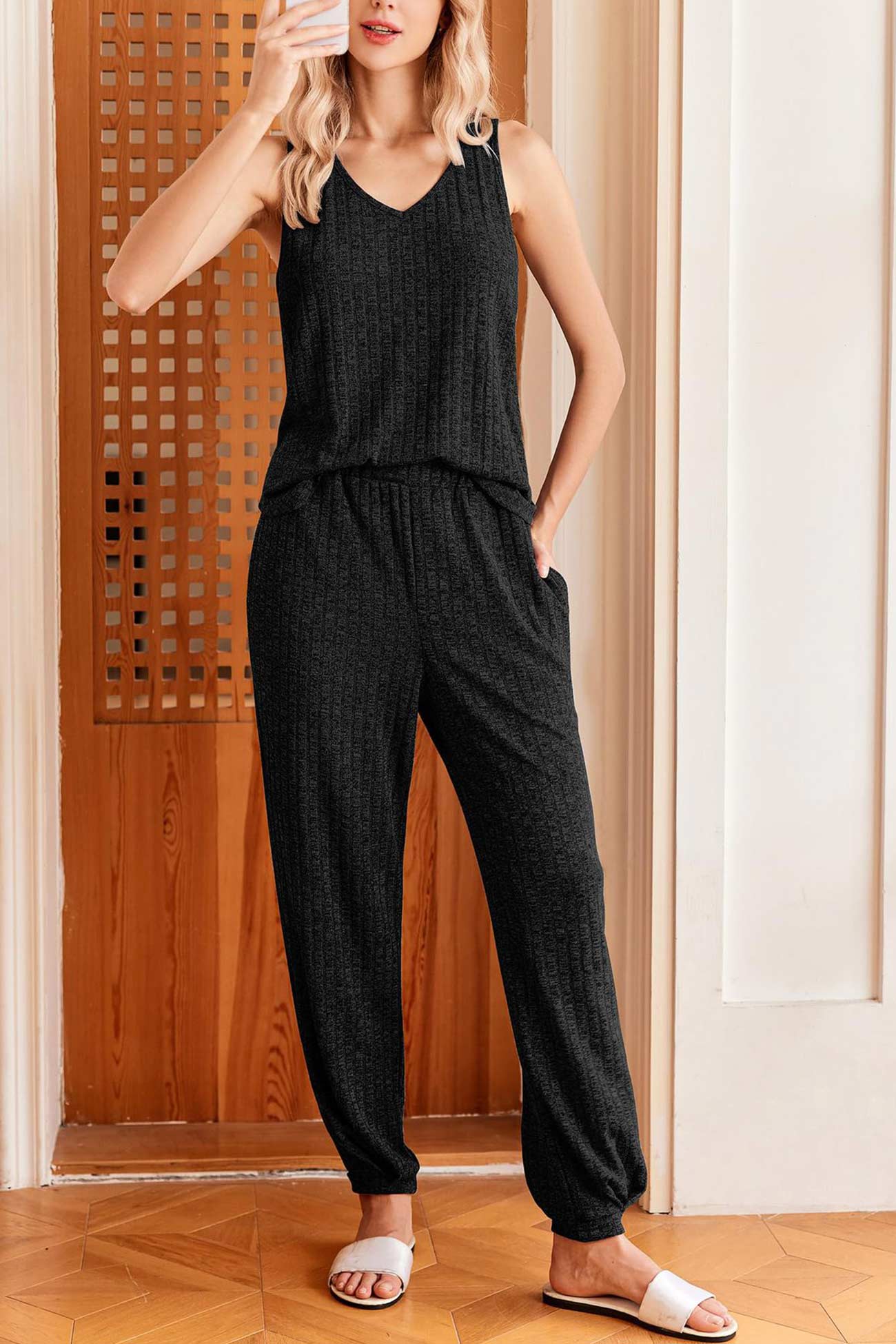 V Neck Tank Top Knit Suits
