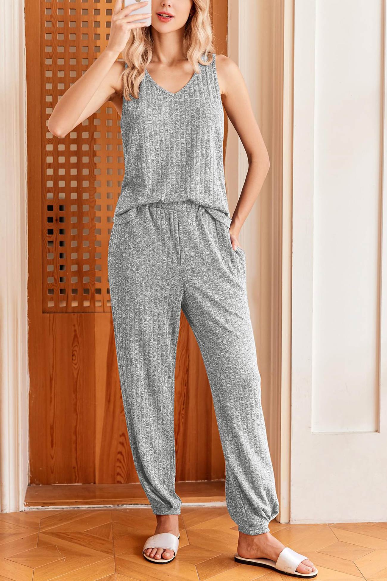 V Neck Tank Top Knit Suits