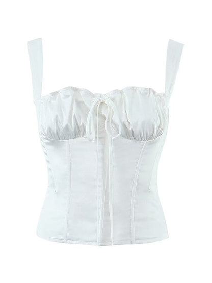 Ruched Tie Front Corset Top