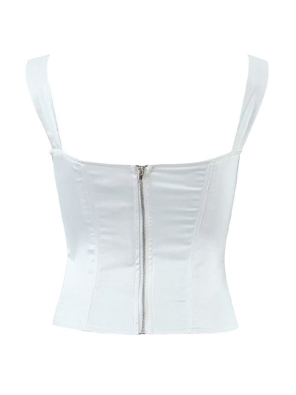 Ruched Tie Front Corset Top