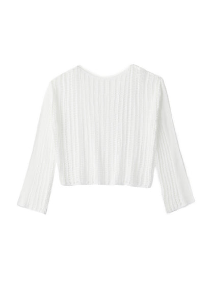 Hollow Crew Neck Knit Crop Top