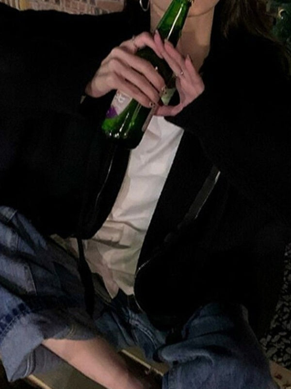 Oversize Zip Up Hooded Knit Cardigan