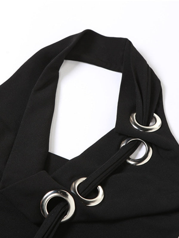 O-Ring Asymmetric Backless Halter Vest