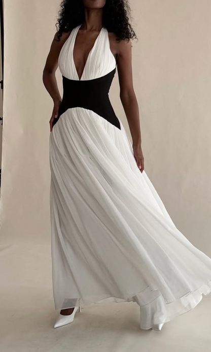 | Sculpted Waist Halter Evening Gown