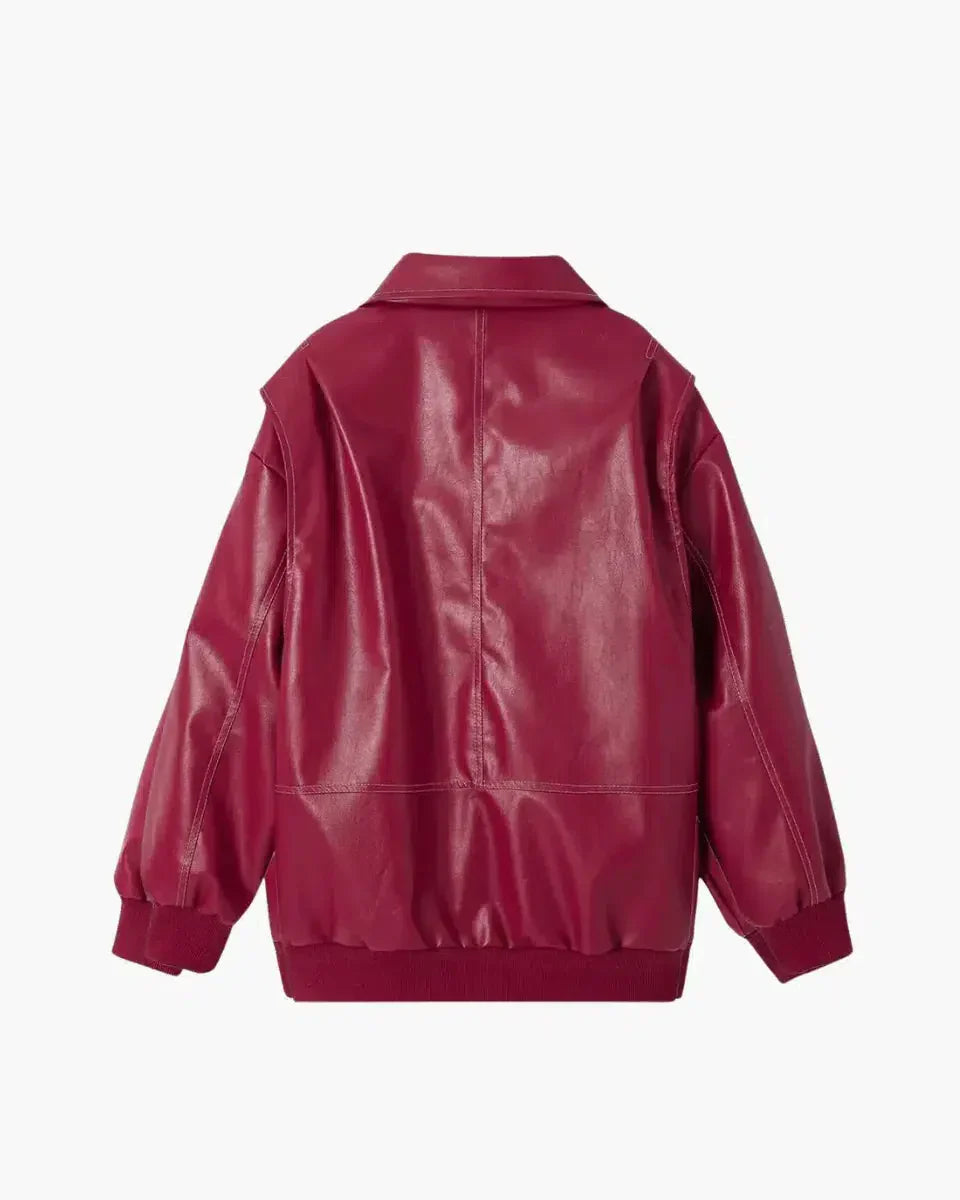 | Glossy vegan leather bomber jacket