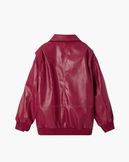 | Glossy vegan leather bomber jacket