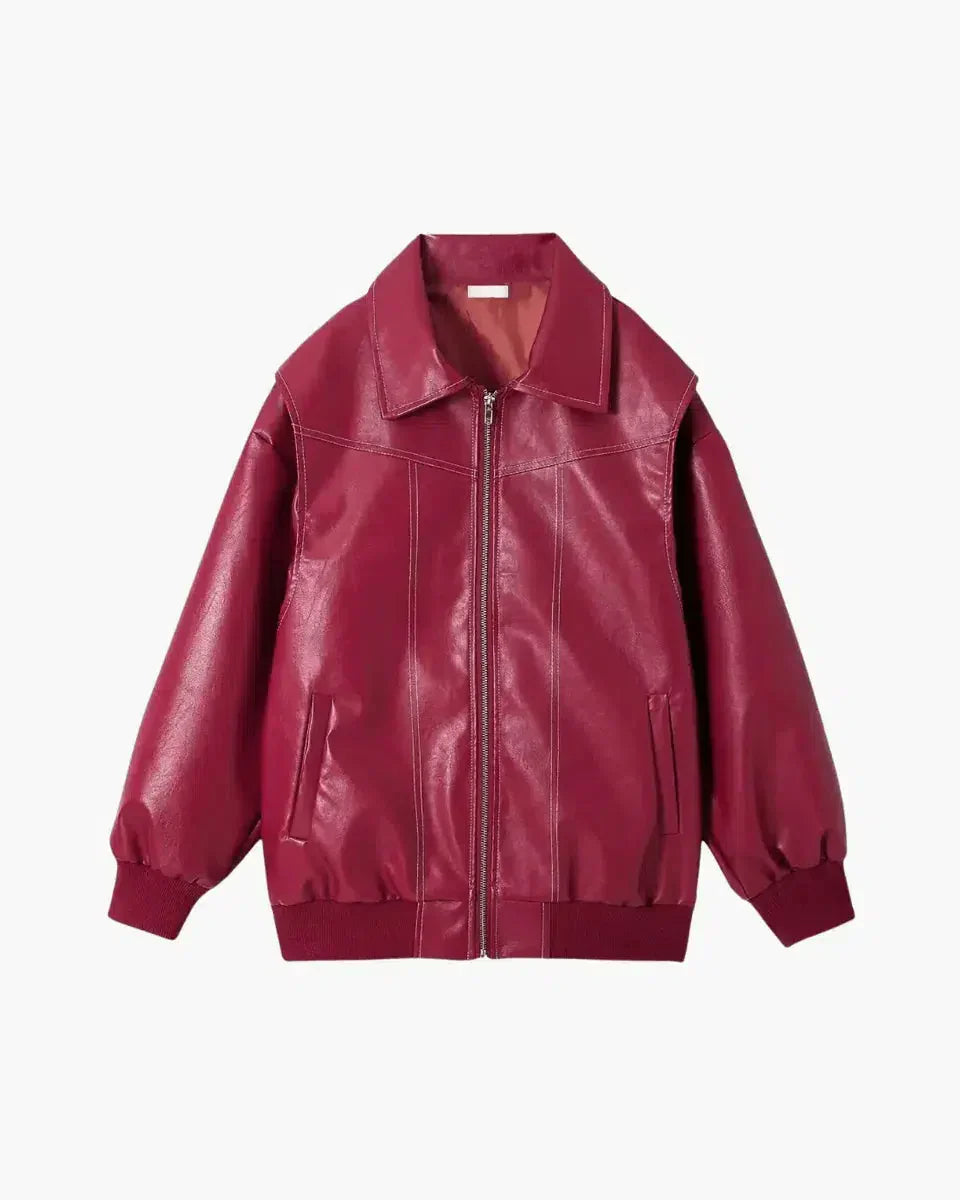 | Glossy vegan leather bomber jacket
