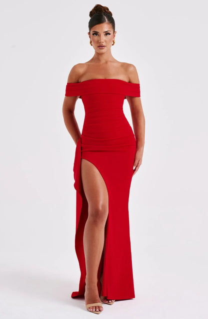 | Off-shoulder evening gown
