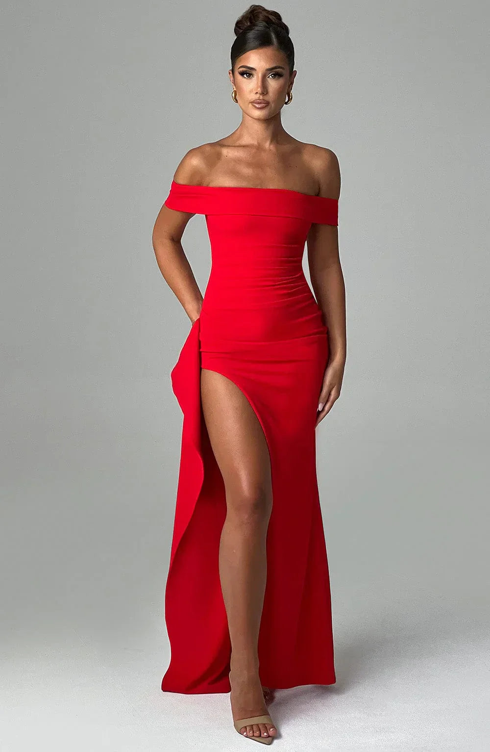 | Off-shoulder evening gown