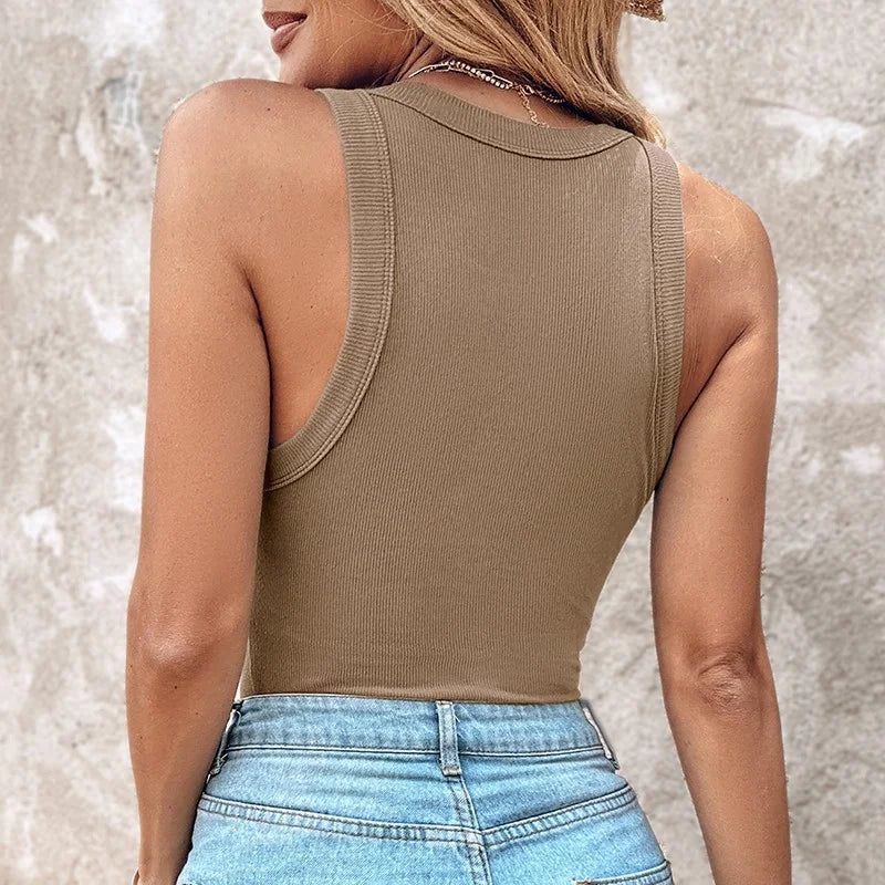| Ribbed Racerback Tank with Built-in Support