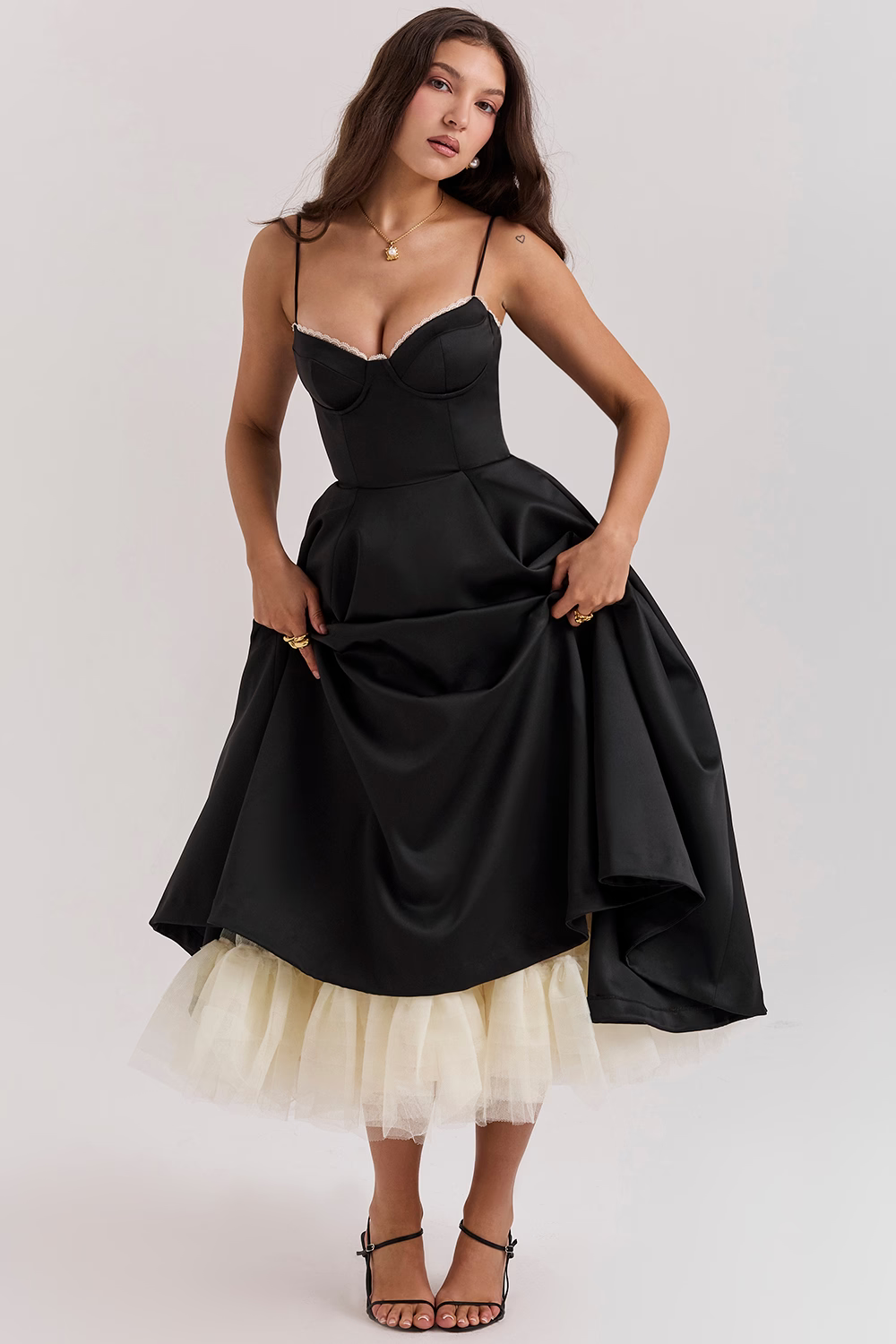 | Corset Bodice Midi Cocktail Dress