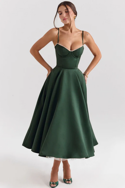 | Corset Bodice Midi Cocktail Dress