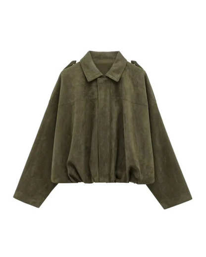 | Faux suede bomber jacket