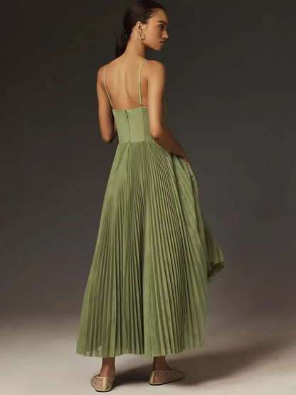 | Pleated Corset Midi Dress