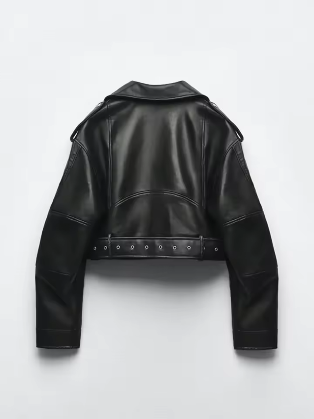 Faux Leather Biker Jacket | Cropped Fit