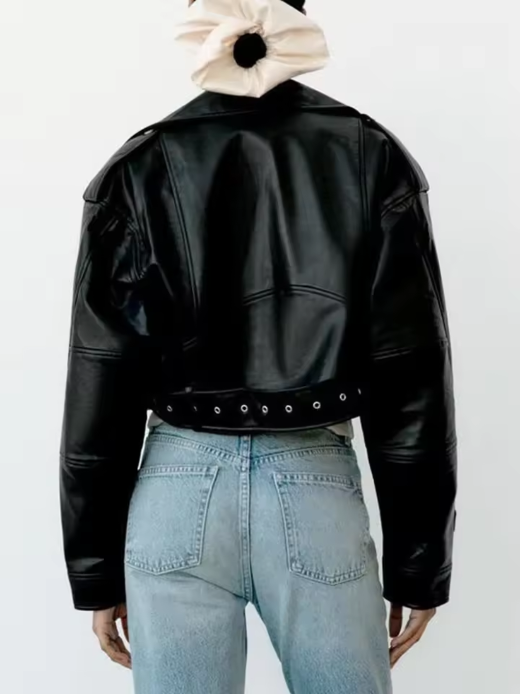 Faux Leather Biker Jacket | Cropped Fit