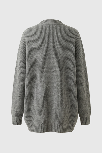 Maison Rib Knit Oversized V-Neck Cardigan | Patch Pockets | Longline