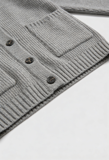 Maison Rib Knit Oversized V-Neck Cardigan | Patch Pockets | Longline